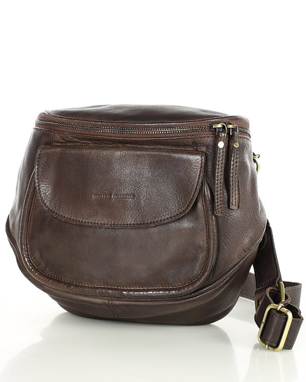 MARCO MAZZINI tmavě hnědá crossbody kabelka s širokým popruhem (vs103c) Velikost: ONE SIZE