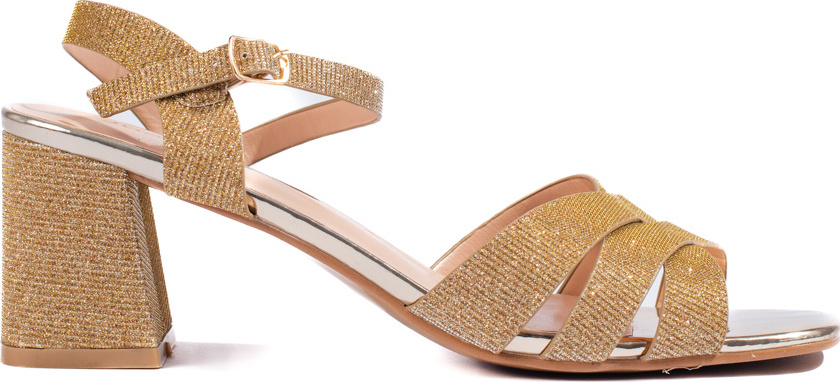 Zlaté třpytivé sandály na podpatku RL20GO Velikost: 37