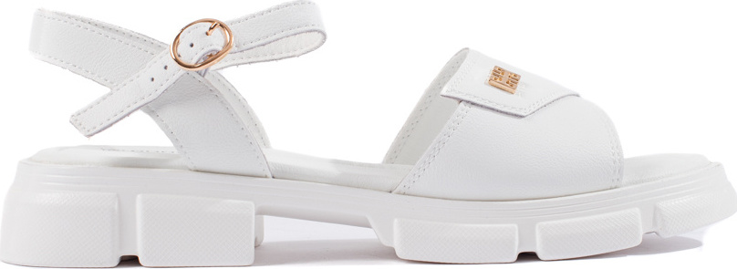 Bílé kožené sandály na nízké platformě GD-FL015W Velikost: 37