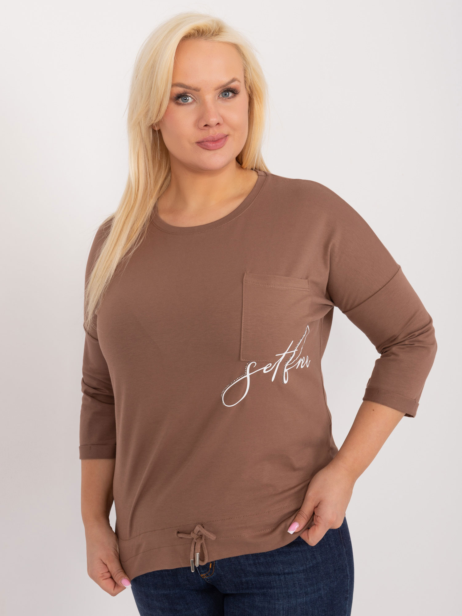 HNĚDÁ HALENKA S VÁZÁNÍM V PASE -RV-BZ-9361.73-BROWN Velikost: ONE SIZE