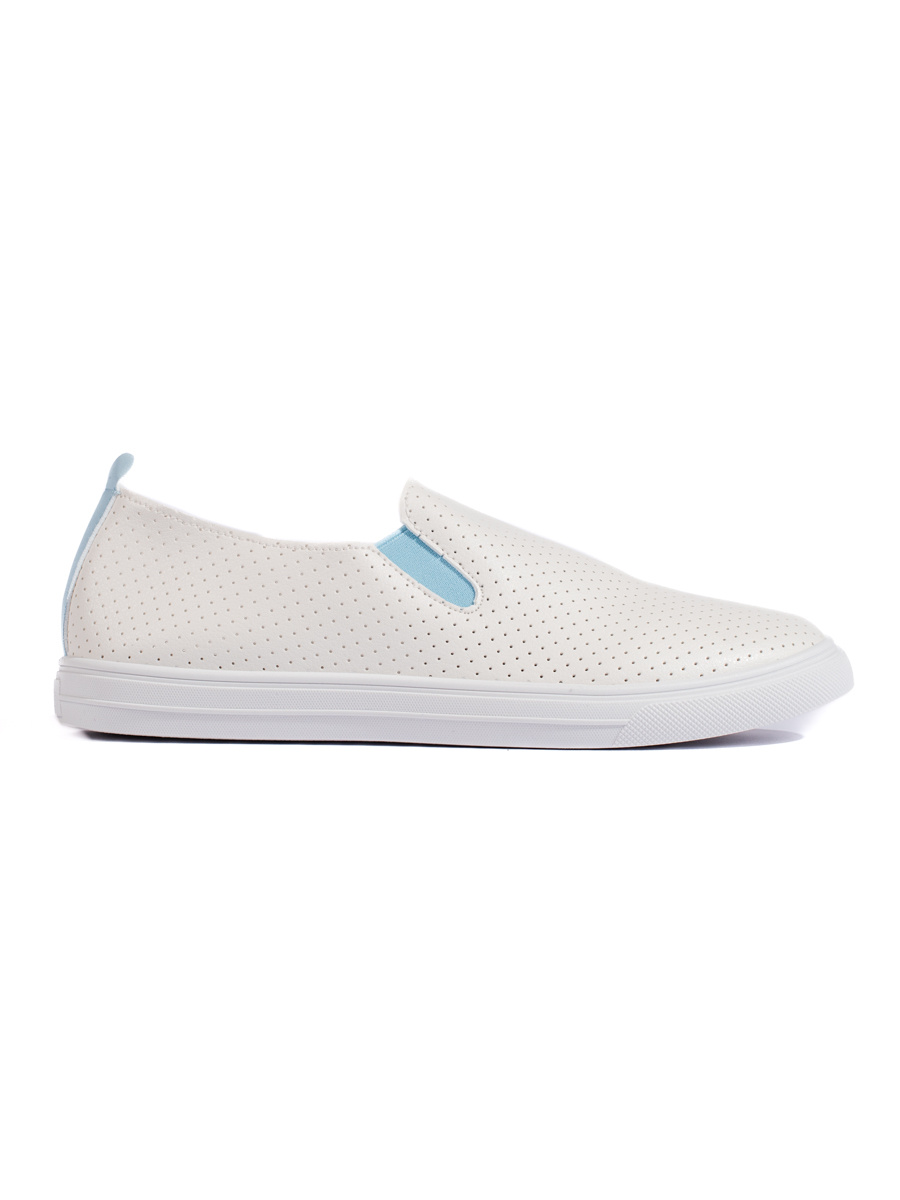 BÍLÉ DĚROVANÉ SLIP ON TENISKY 679BL Velikost: 40