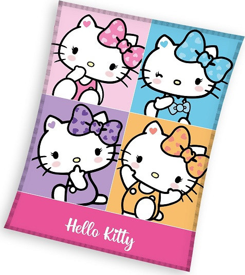 BAREVNÁ FLEECOVÁ DEKA PRO HOLČIČKU HELLO KITTY Velikost: ONE SIZE