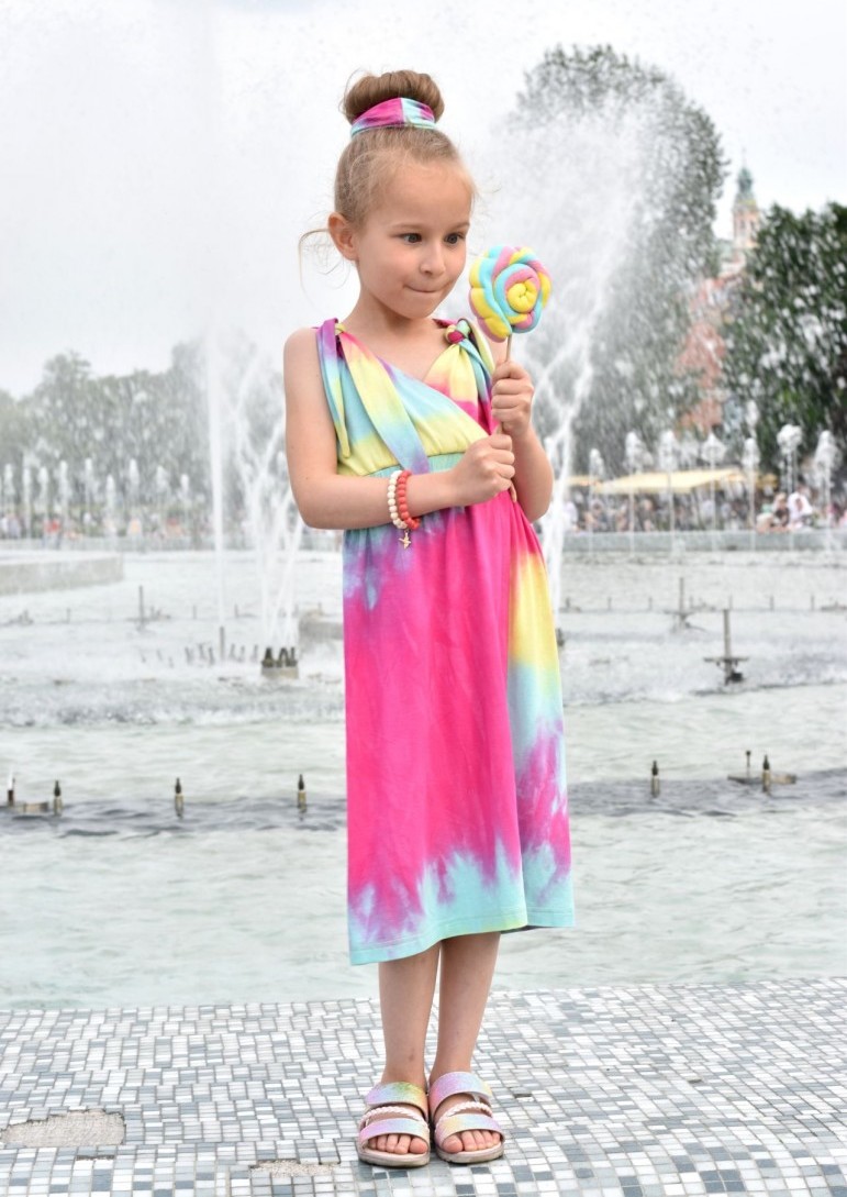 Barevné dívčí letní šaty Rainbow Velikost dítě 1: 128/134