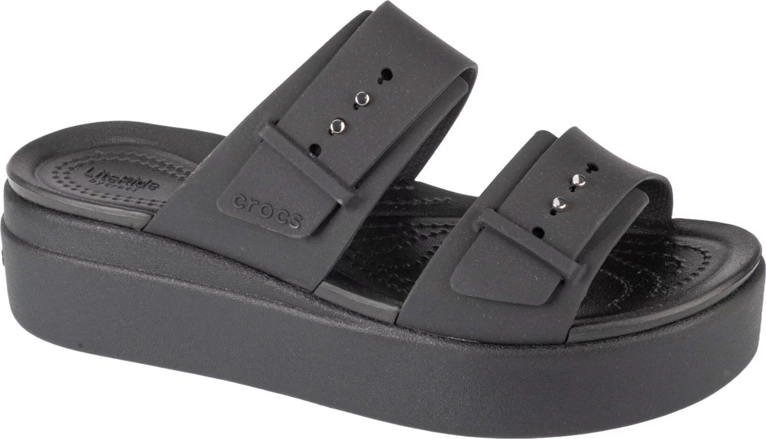 Černé nazouváky na platformě Crocs Brooklyn Low Wedge Sandal 207431-001 Velikost: 37/38