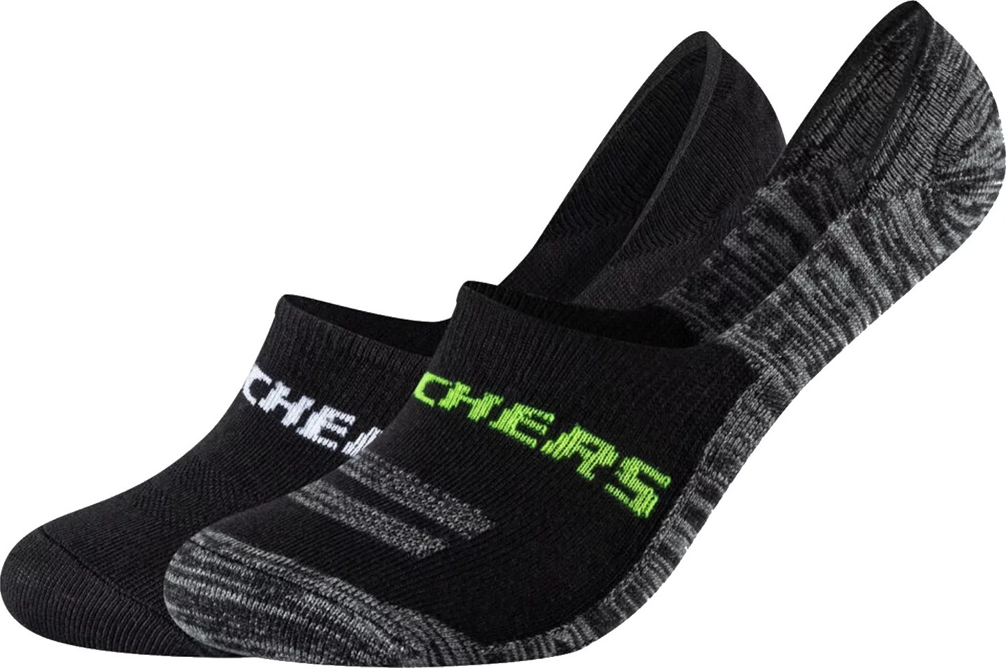 ČERNÉ NÍZKÉ PONOŽKY  - 2 PÁRY SKECHERS 2PPK MESH VENTILATION FOOTIES SOCKS SK44008-9997 Velikost: 43-46