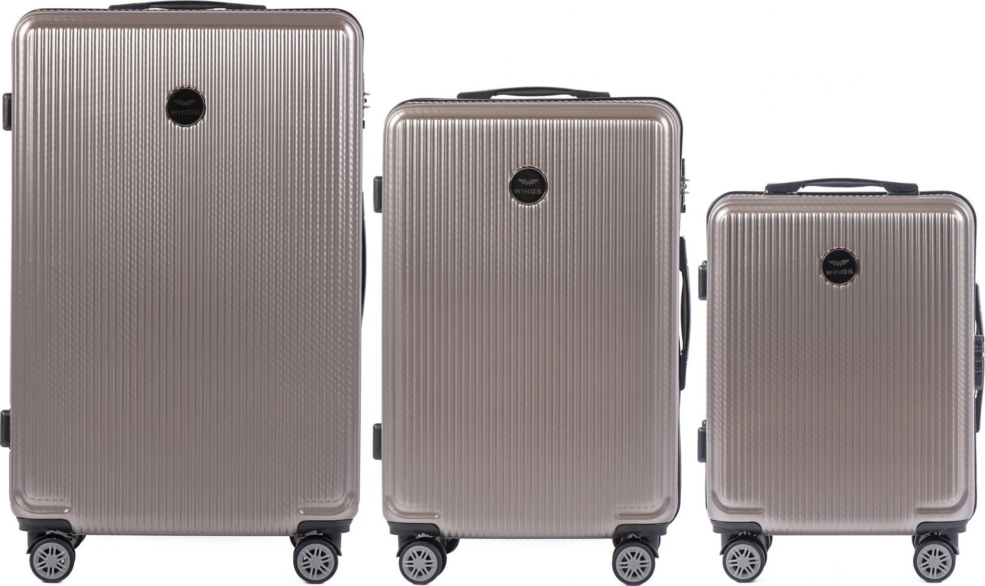 Šedo-béžová sada cestovních kufrů WINGS PRIME - PC AFRICAN EAGLE Set of 3 suitcases (L,M,S) Wings Polycarbonate, Bronze Velikost: Set