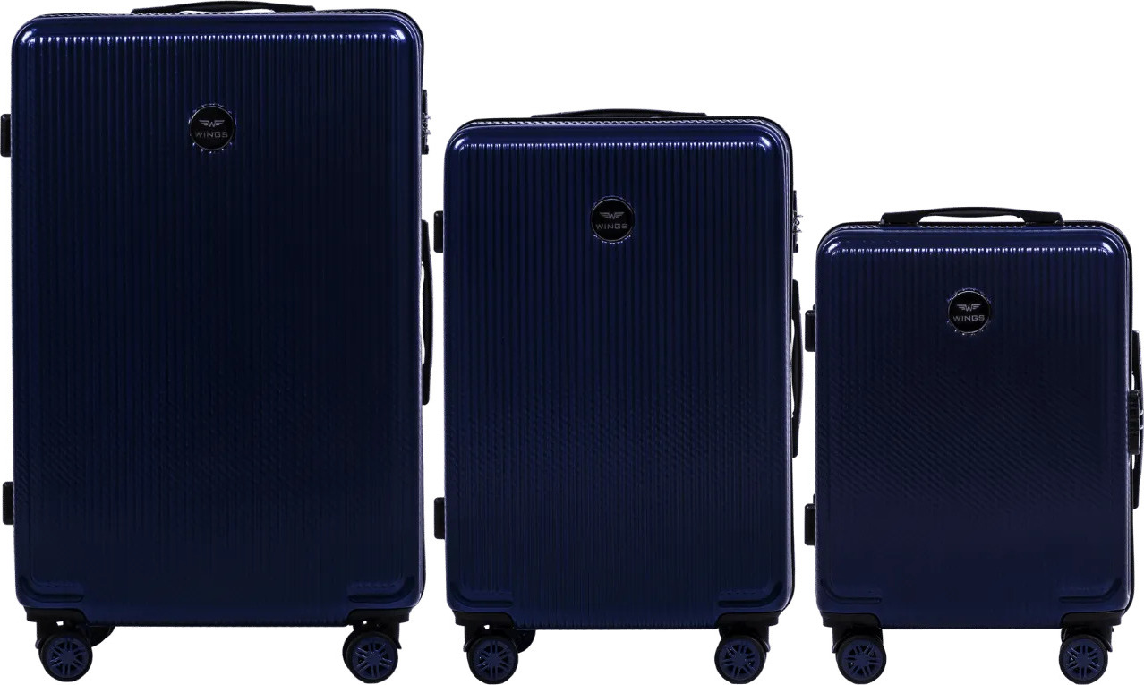 Tmavě modrá sada cestovních kufrů WINGS PRIME - PC AFRICAN EAGLE PC565, Set of 3 suitcases (L,M,S) Wings Polycarbonate, Dark Blue Velikost: Set