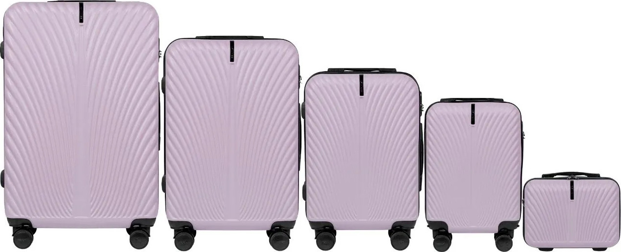 Světle fialová sada cestovních kufrů WINGS SWAN SN120-5, Set of 5 suitcases (L,M,S,XS,BC) Wings ABS+, PURPLE Velikost: Set