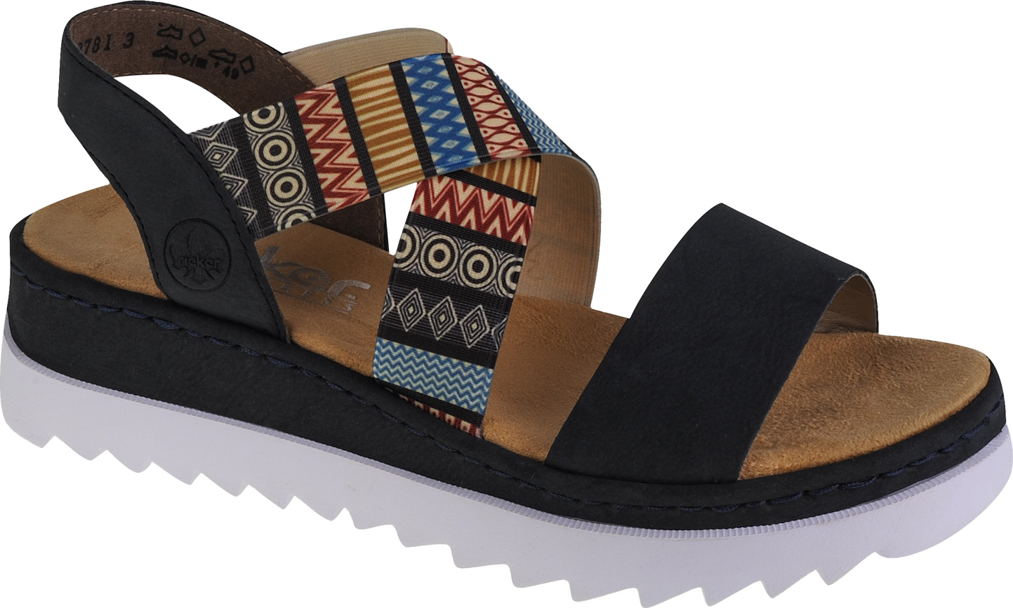 ČERNÉ ETNO DÁMSKÉ SANDÁLY RIEKER SANDALS V44G8-14 Velikost: 40