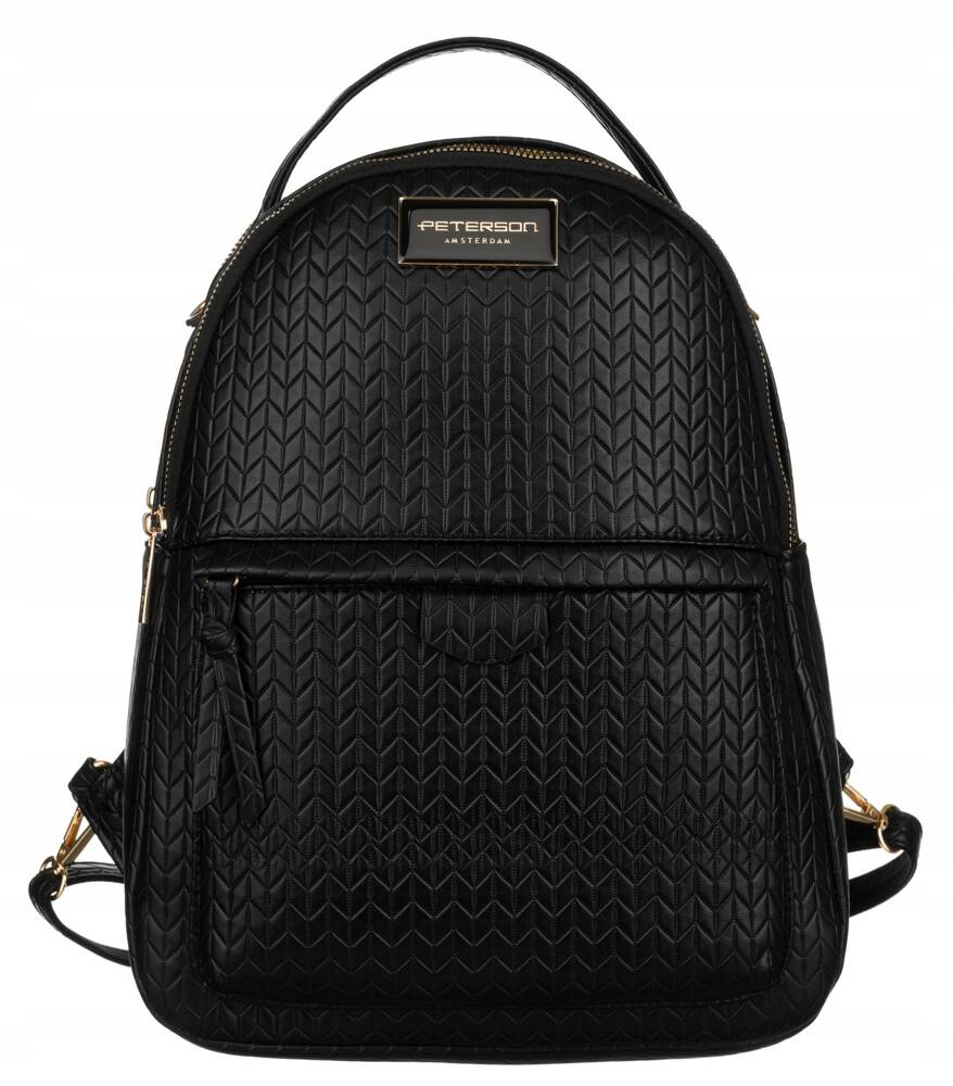 Peterson Černý vzorovaný dvoukomorový stylový batoh PTN F3606 Velikost: ONE SIZE