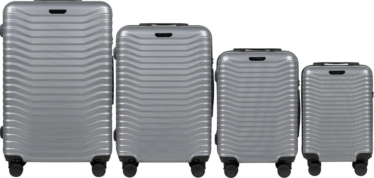 Stříbrná sada cestovních kufrů SEA EAGLE PC140, Set of 4 suitcases (L,M,S,XS) Velikost: Sada kufrů