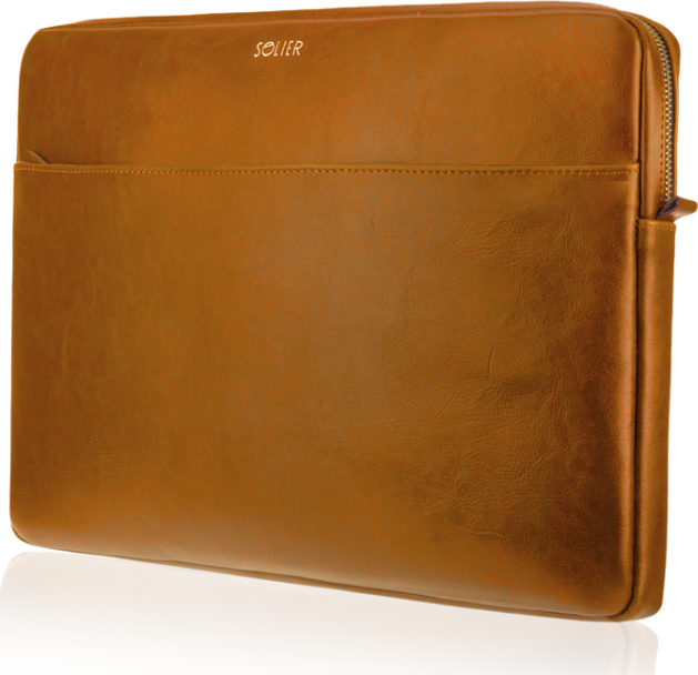 SOLIER HNĚDÉ KOŽENÉ POUZDRO NA NOTEBOOK SL03 SA24 13CALI CAMEL) Velikost: ONE SIZE