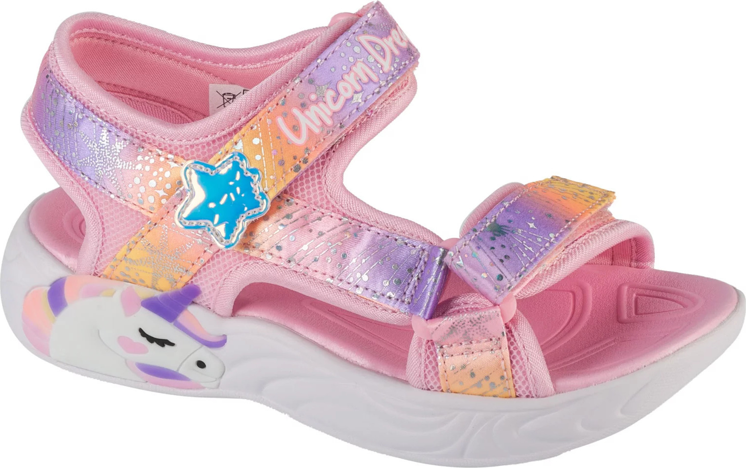 Růžové dívčí sandály Skechers Unicorn Dreams - Majestic Bliss (Velikost 29)