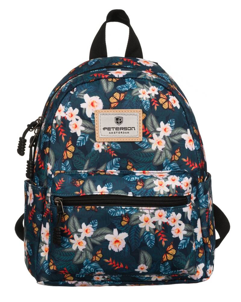 Peterson Tmavě modrý malý batoh s květinovým potiskem PTN 79903 Velikost: ONE SIZE
