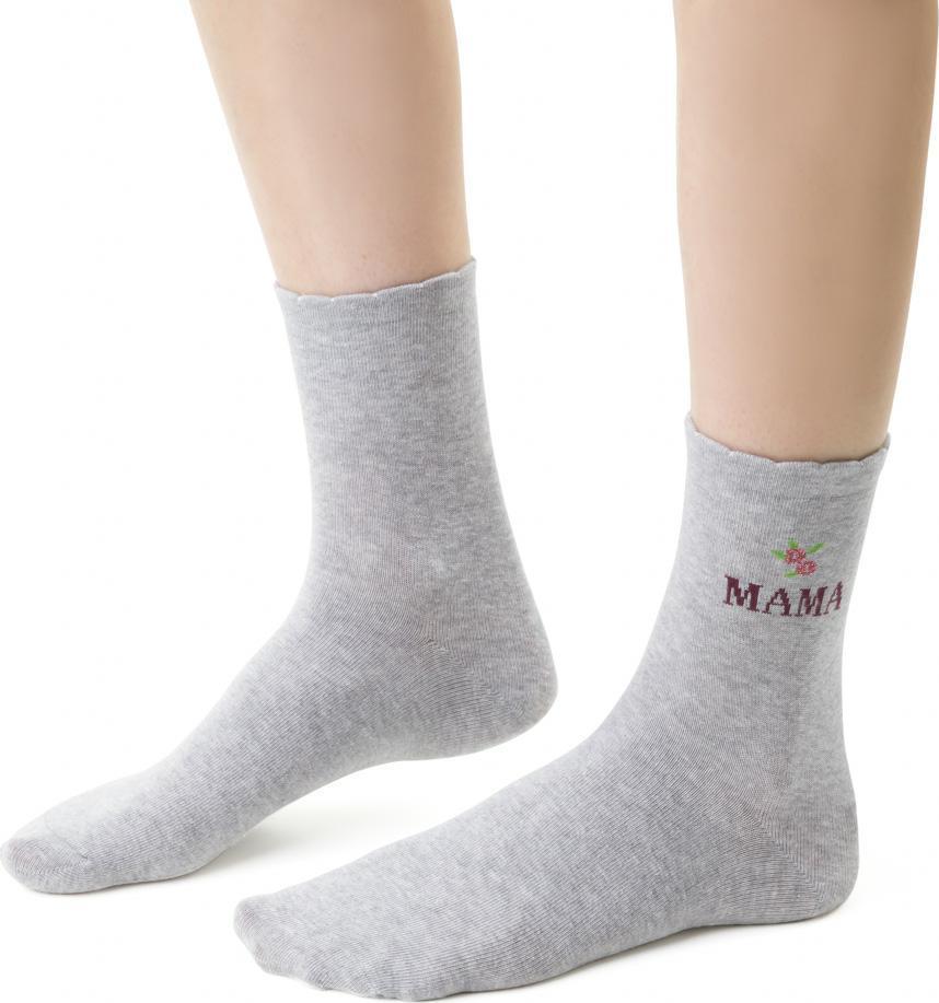 Světle šedé vysoké ponožky Mama Art.099 DR007, LIGHT GRAY MELANGE Velikost: 35-37