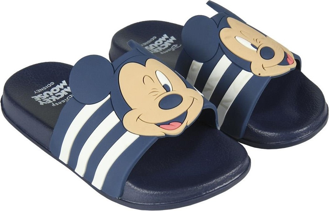 Námořnicky modré chlapecké nazouváky Mickey Mouse s pruhy (Velikost 26/27)