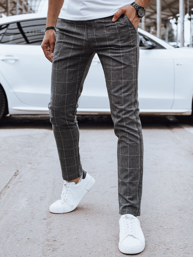 Tmavě šedé ležérní kárované kalhoty UX4396 Velikost: 32
