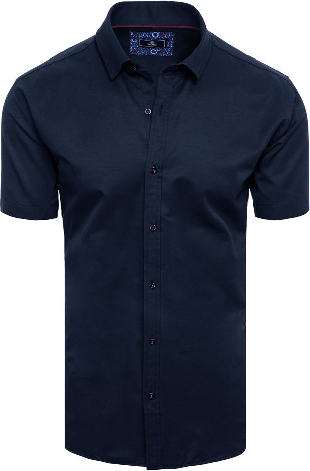 Tmavě modrá pánská košile s krátkým rukávem KX0984 Velikost: 2XL