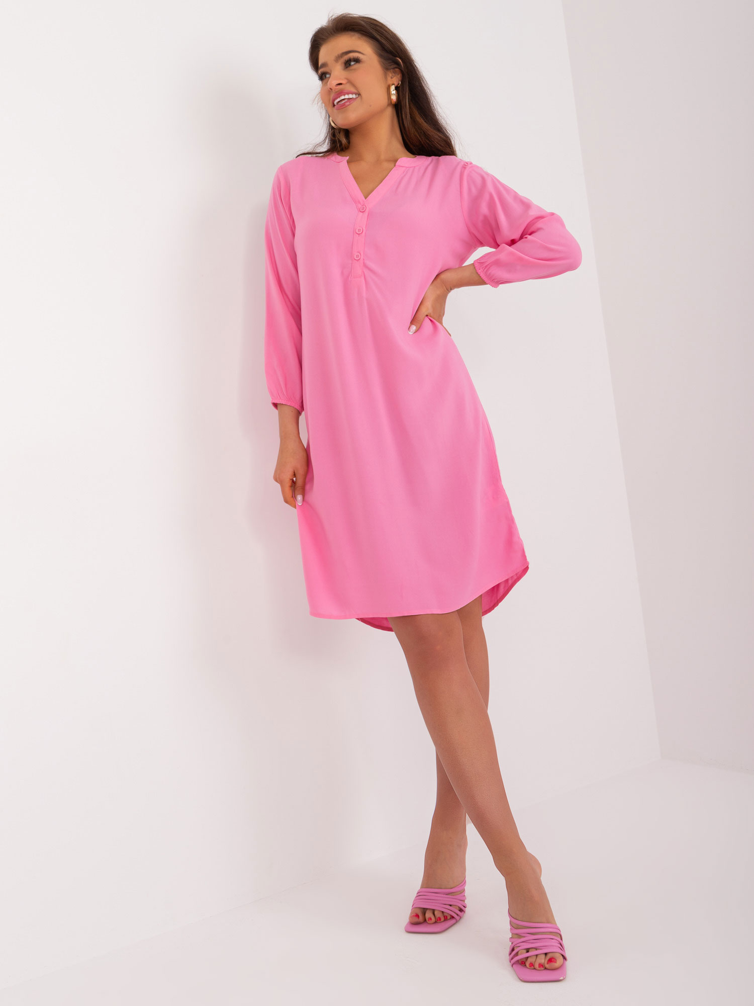 Růžové košilové šaty D73761M30427A-pink Velikost: XL