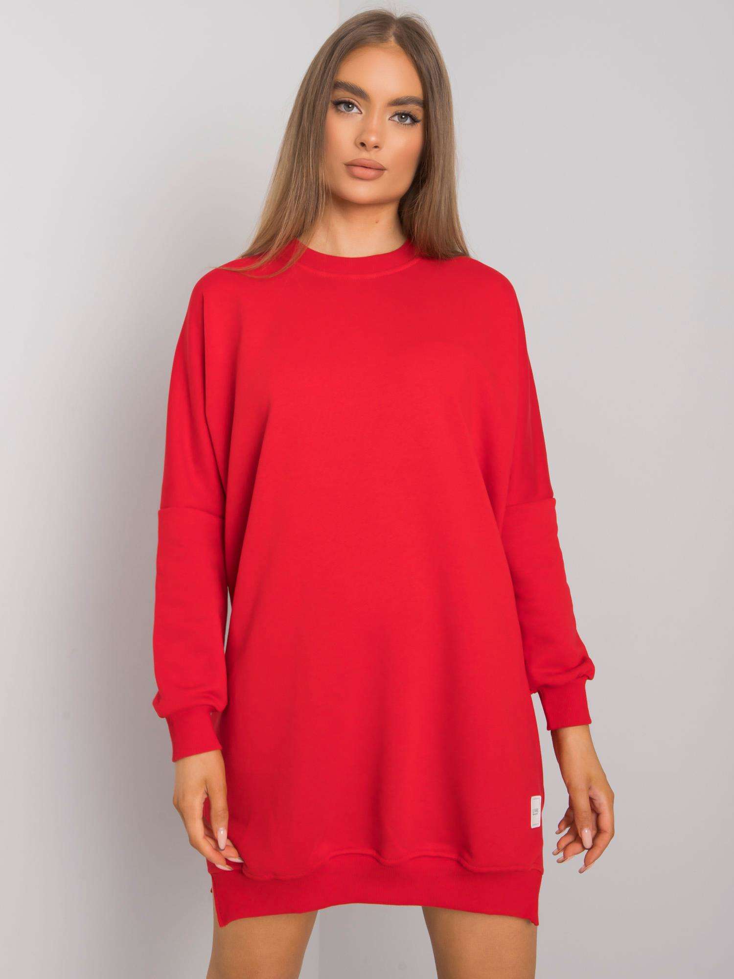 Červené mikinové oversize šaty RV-SK-7216.95-red Velikost: L/XL