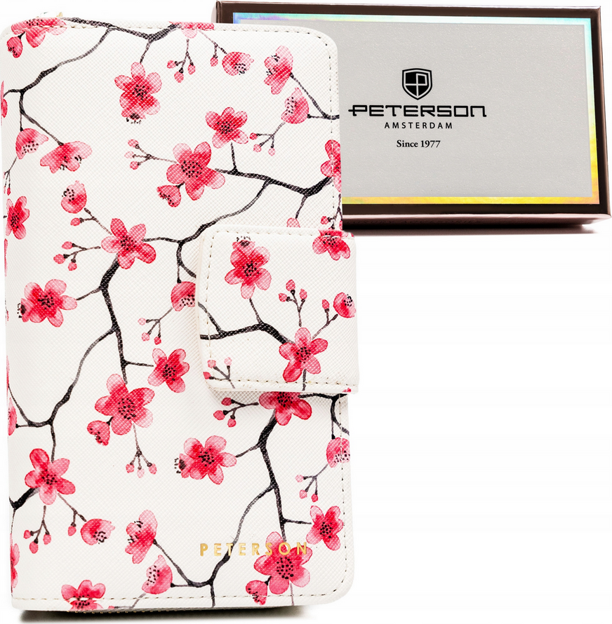 Peterson bílá dámská peněženka se vzorem květin -PTN 76116-F8 Velikost: ONE SIZE