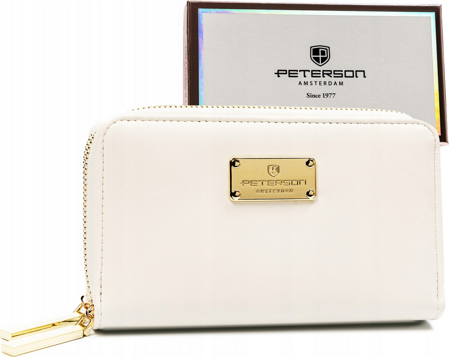 Peterson Bílá stylová dámská peněženka se zlatým logem PTN 007-F8 Velikost: ONE SIZE