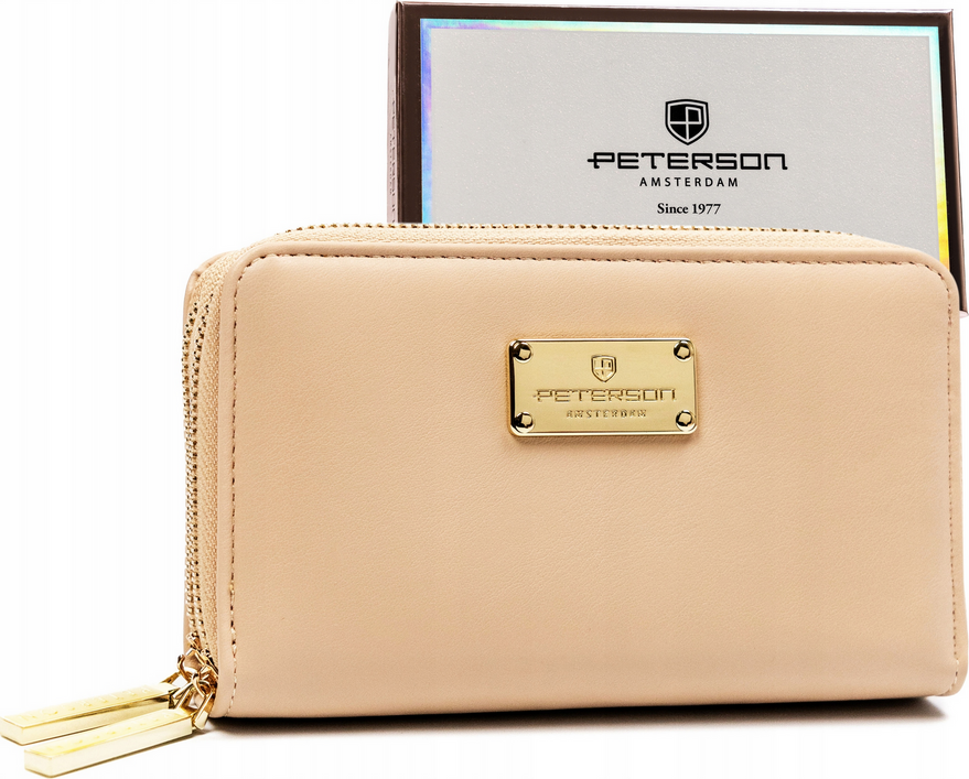Peterson Béžová stylová dámská peněženka se zlatým logem PTN 007-F8 Velikost: ONE SIZE