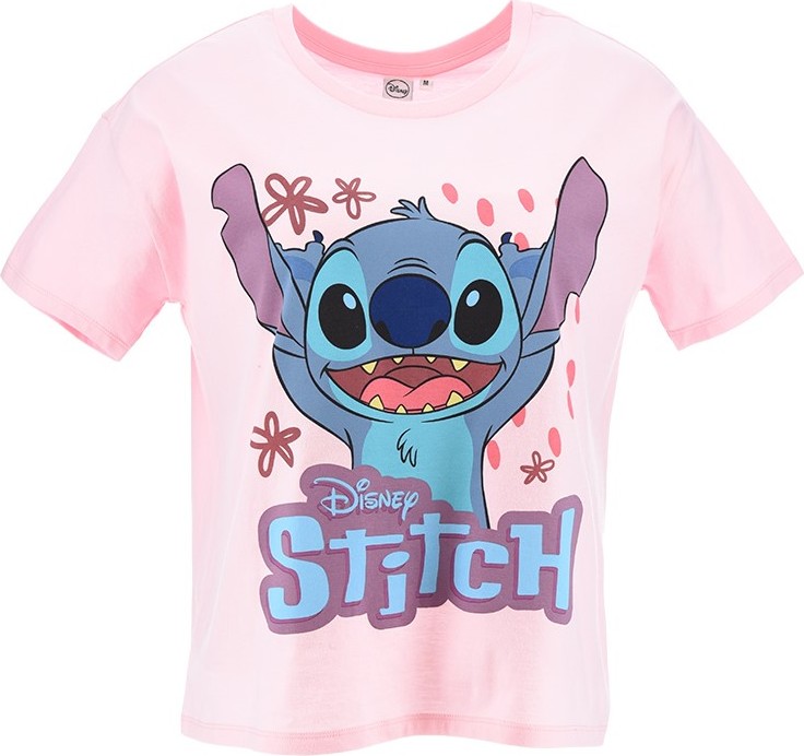 Světle růžové dámské tričko Disney - Lilo and Stitch Velikost: M