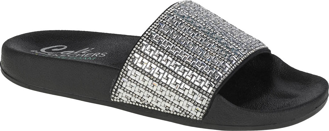 Černo-stříbrné pantofle Skechers Pop Ups-New Spark (Velikost 36)
