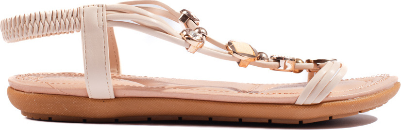 Béžové dámské ploché sandály s ozdobami 98-116BE Velikost: 37