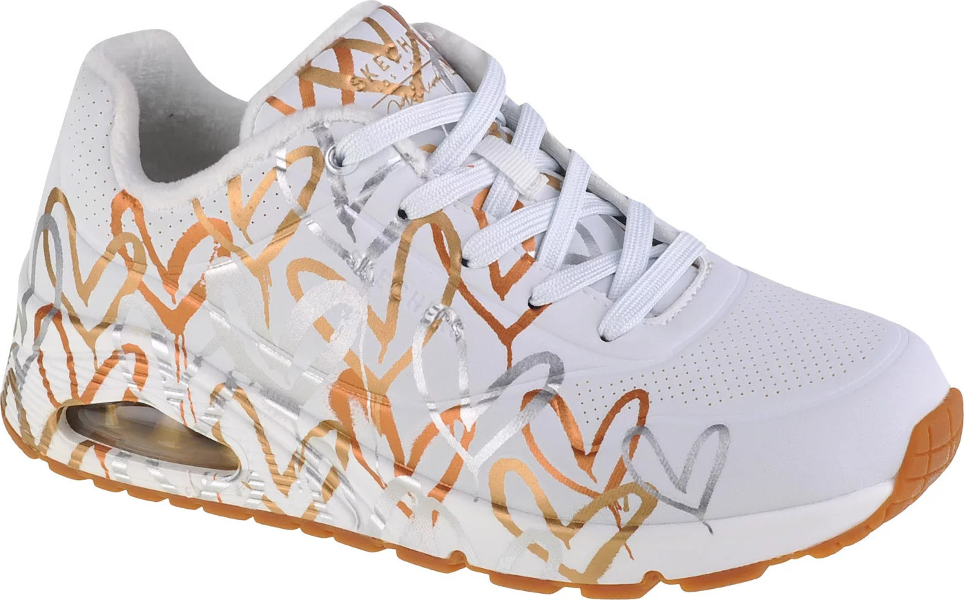 Bílé dámské tenisky Skechers Uno - Metallic Love (Velikost 38)