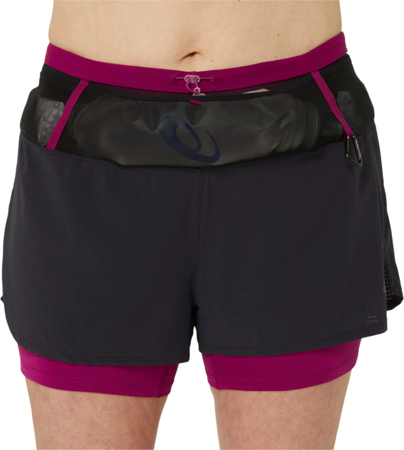 Růžovo-černé běžecké kraťasy ASICS Fujitrail 2-N-1 Short