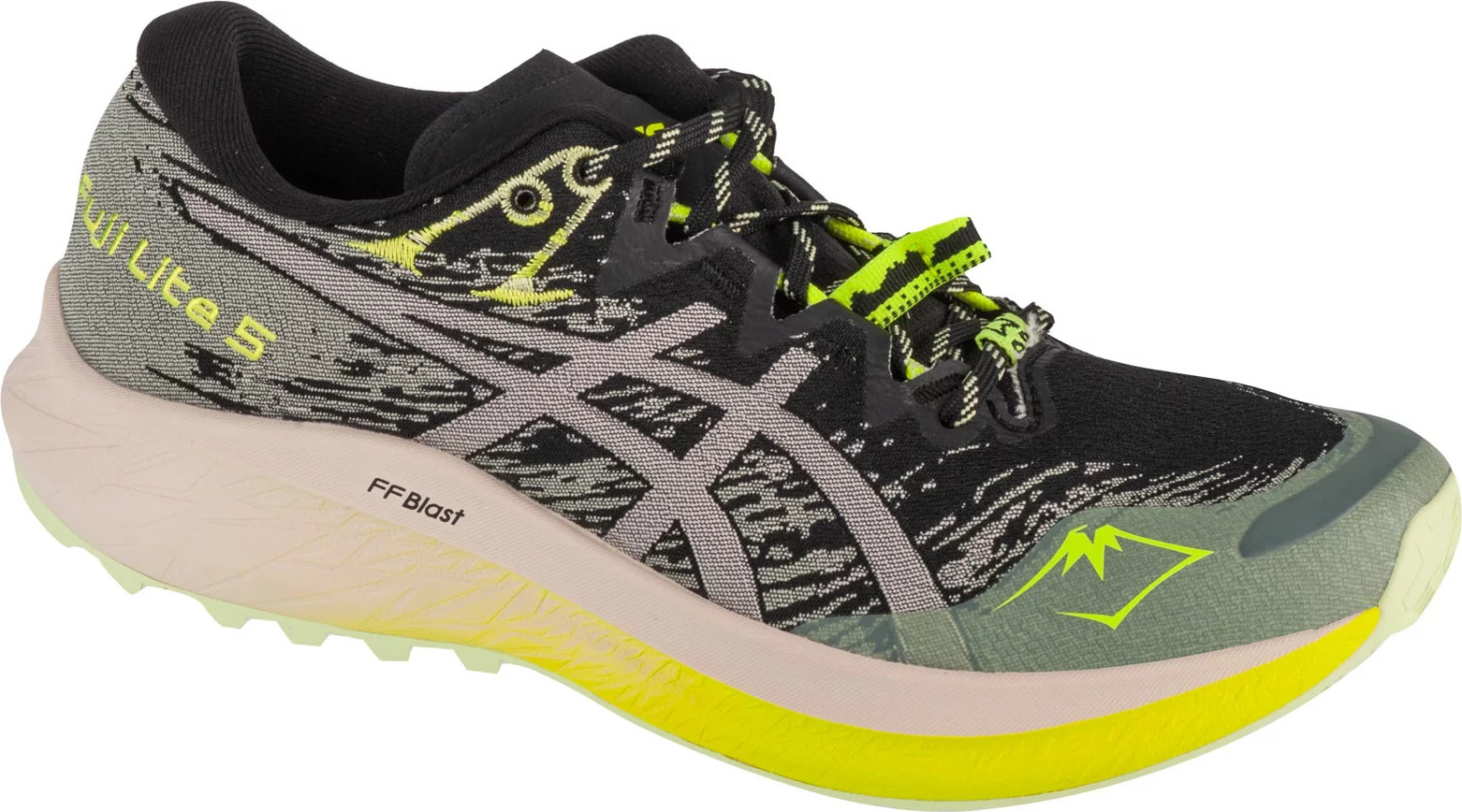 Černo-šedé dámské tenisky ASICS Fuji Lite 5 s limetkovými detaily (Velikost 37,5)