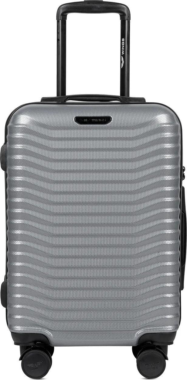 Stříbrný cestovní kufr SEA EAGLE vel. S PC140, Cabin suitcase Wings S, Silver, Policarbon