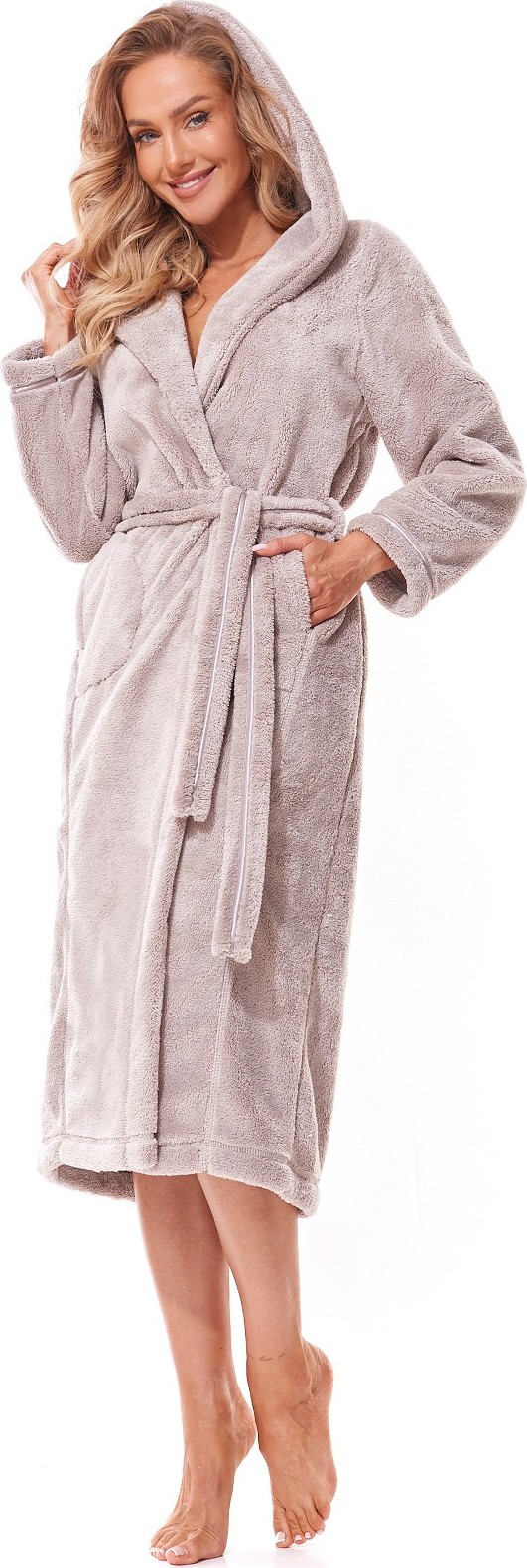 Luxusní dámský župan L&L Soft Long (Barva béžová, Velikost L)