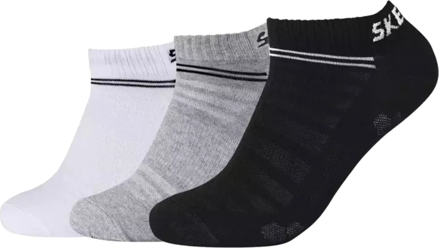 Černo-šedo-bílý set ponožek Skechers 3PPK Mesh Ventilation Socks (Velikost 35/38)