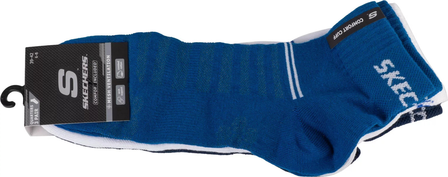 Modrý set ponožek Skechers 3PPK Mesh Ventilation Socks (Velikost 35/38)