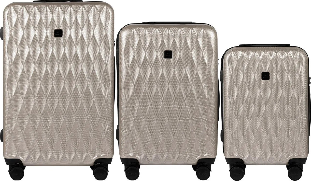 Champagne sada cestovních kufrů GOLDEN EAGLE PC190, Set of 3 suitcases (L,M,S)