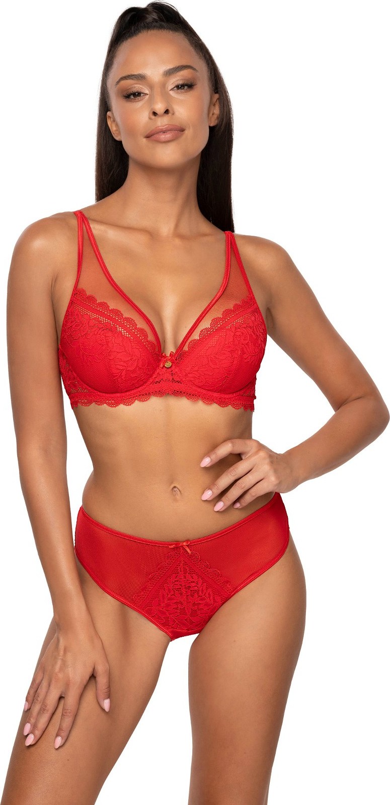 Červená krajková push-up podprsenka Mat Estelle (Velikost 75C)