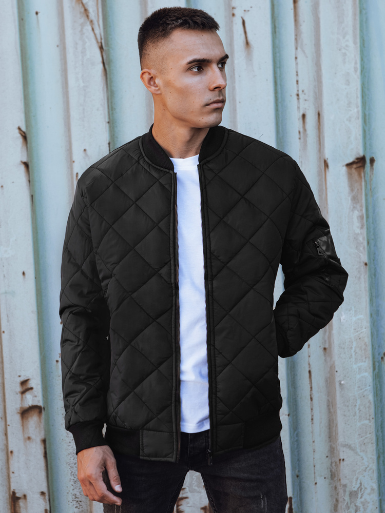 Pánský černý prošívaný bomber (Velikost M)