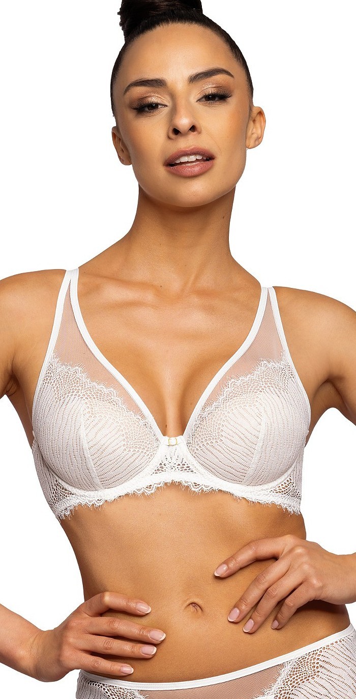 Bílá krajková push-up podprsenka Mat Liza (Velikost 70E)