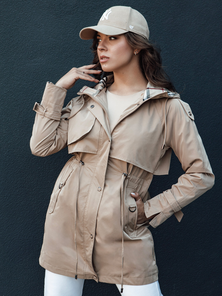 Dámská béžová parka FASHLOVE (Velikost S)