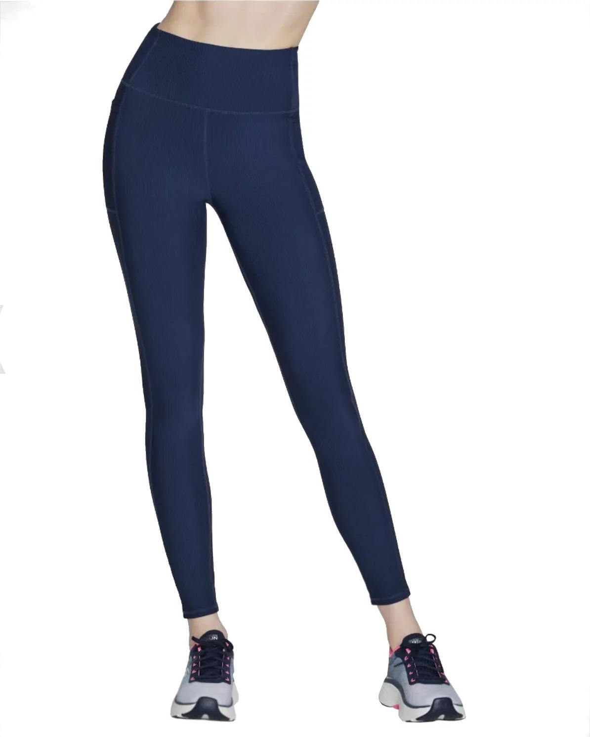 Tmavě modré dámské legíny Skechers GO Flex Rib Fl HW Legging (Velikost L)