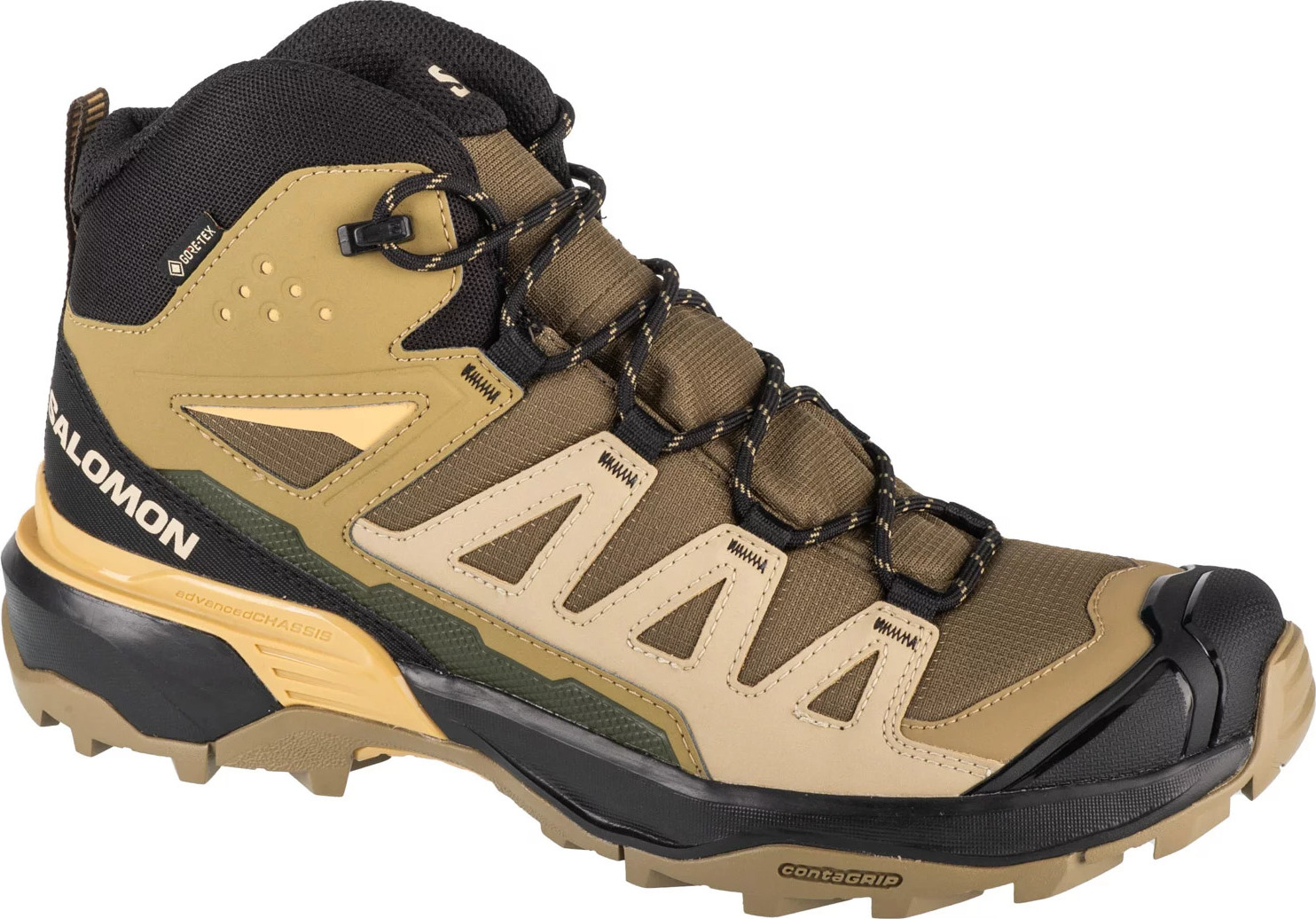 Khaki pánské turistické boty Salomon X Ultra 360 Mid GTX (Velikost 41 1/3)