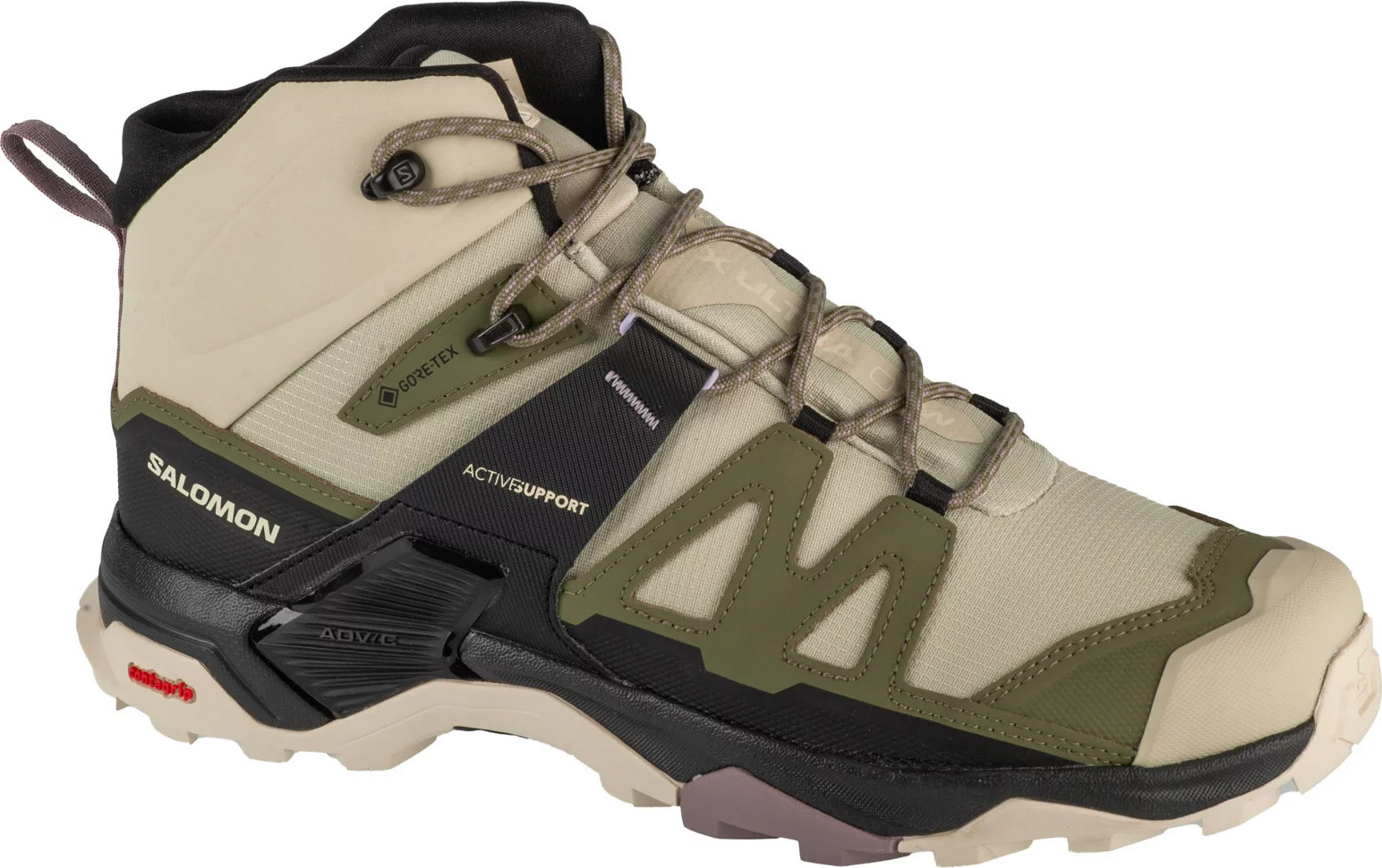 Khaki dámské turistické kotníkové boty Salomon X Ultra 4 Mid GTX (Velikost 42 2/3)
