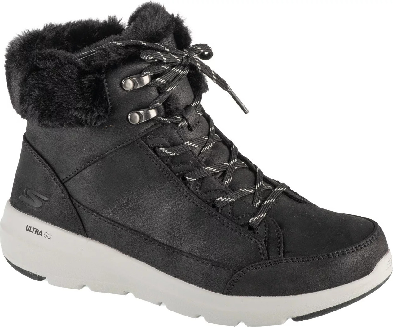 Černé dámské zimní kotníkové boty Skechers On-The-GO Glacial Ultra - Cozyly (Velikost 36)