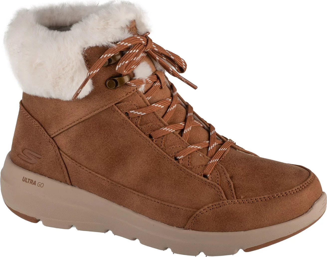 Hnědé dámské zimní kotníkové boty Skechers On-The-GO Glacial Ultra - Cozyly (Velikost 36)