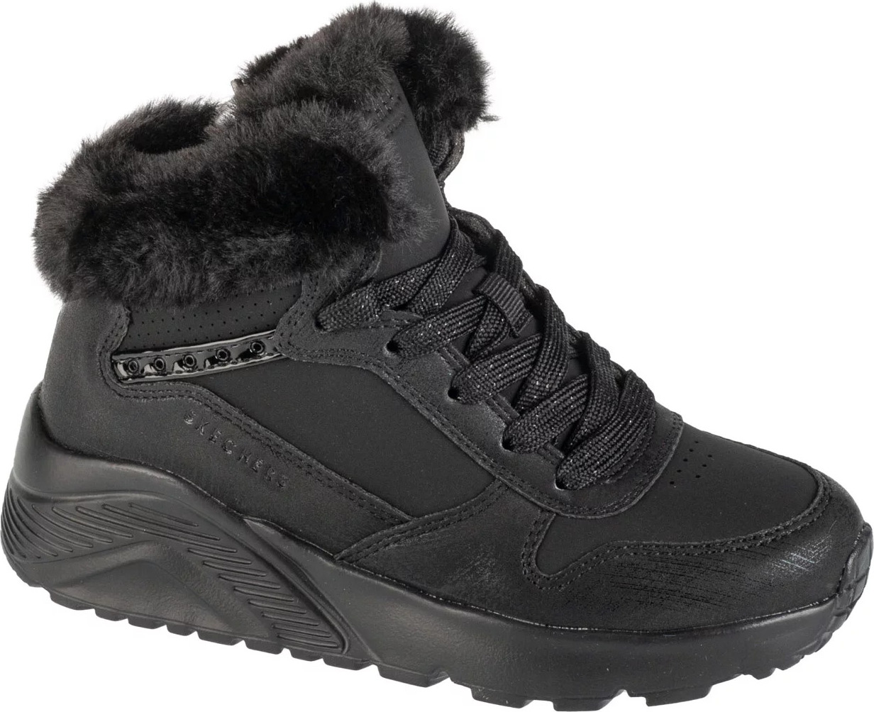 Černé dívčí kotníkové zimní tenisky Skechers Uno Lite - Comfurt Collar (Velikost 28)