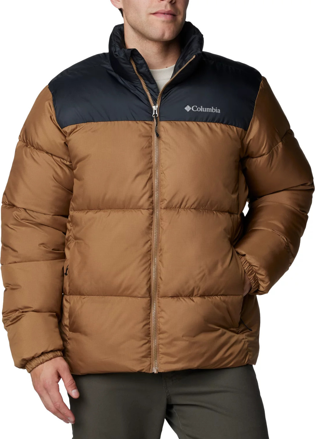 Hnědo-černá pánská zimní bunda Columbia Puffect III Jacket (Velikost L)