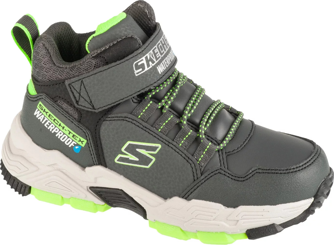 Tmavě šedé chlapecké kotníkové boty Skechers Drollix - Venture Rush (Velikost 28)